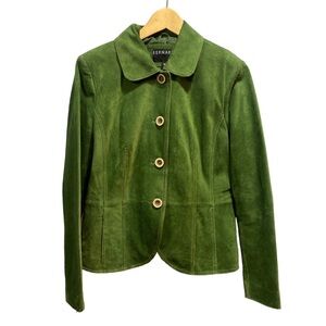 Bernardo Green Suede Button-Front Blazer